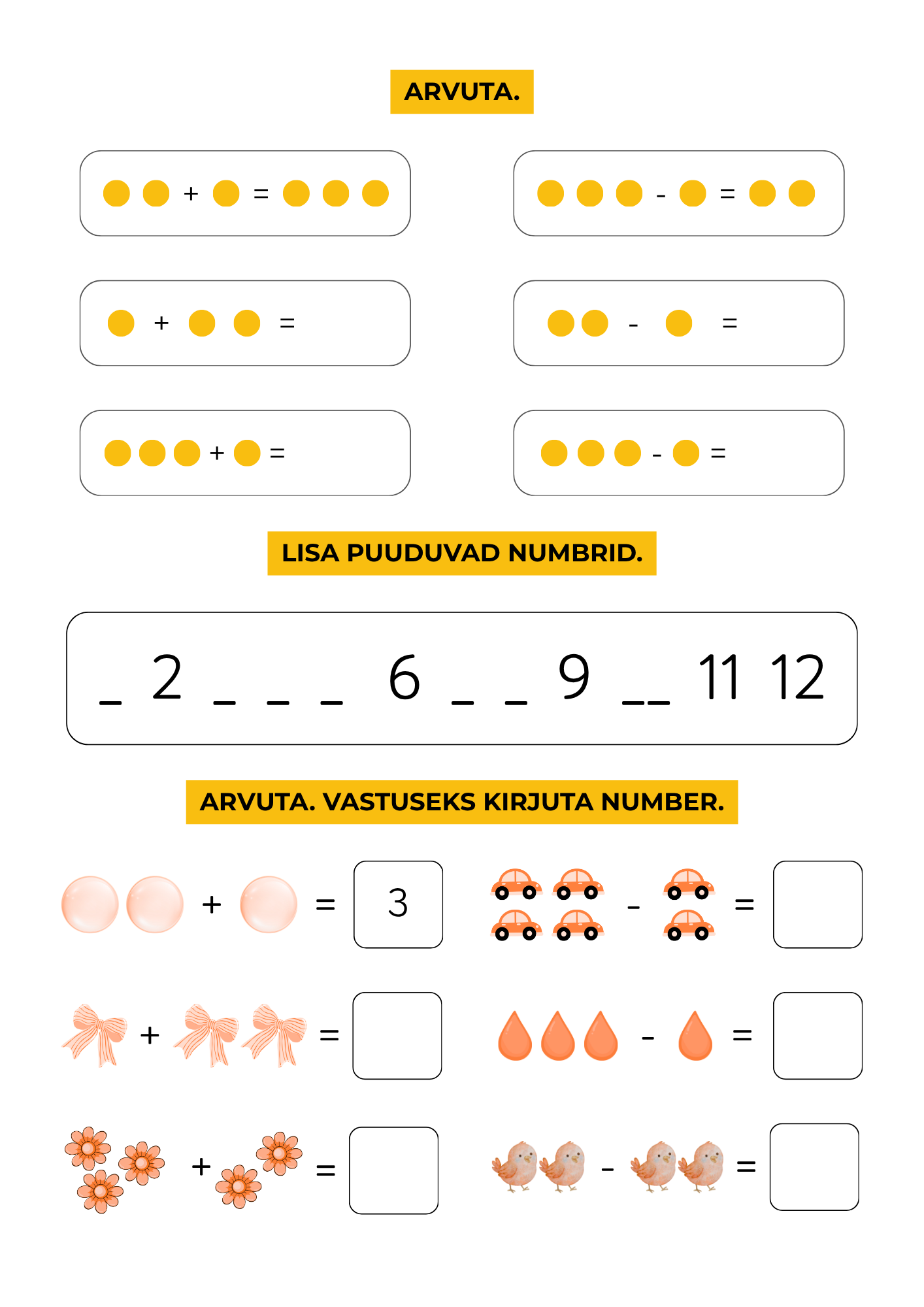 Numbrimaa matemaatika töölehed – näidispilt 4